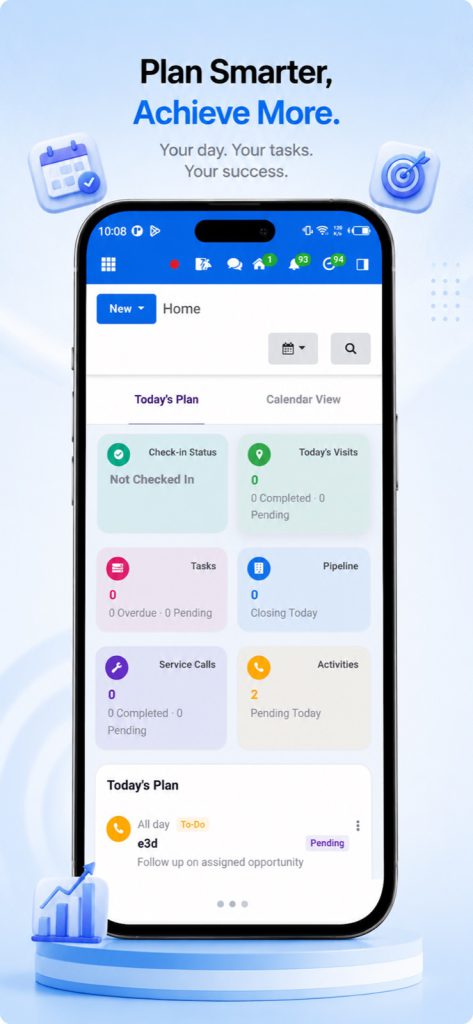 Effezient app: My Day with today's plan