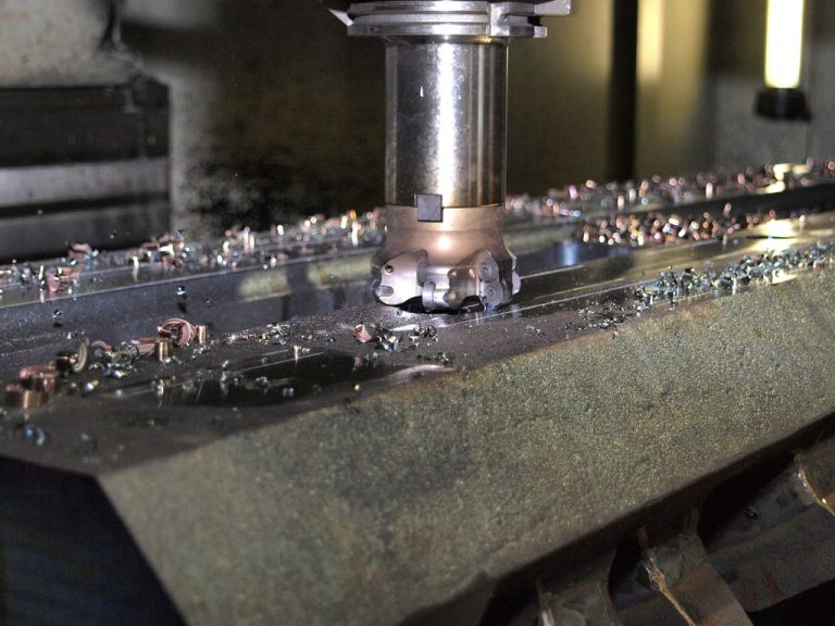 CNC milling machine cutting metal
